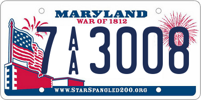 MD license plate 7AA3008