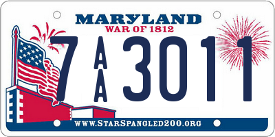 MD license plate 7AA3011