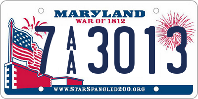 MD license plate 7AA3013