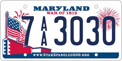 MD license plate 7AA3030