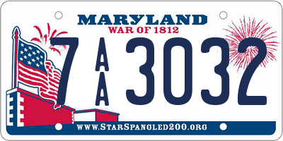 MD license plate 7AA3032