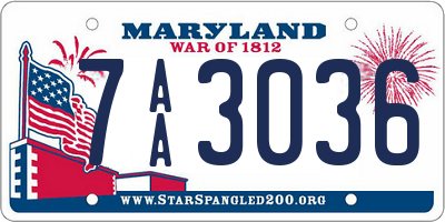 MD license plate 7AA3036