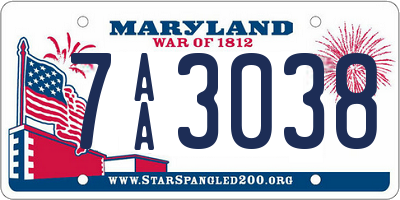 MD license plate 7AA3038