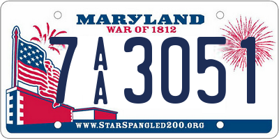 MD license plate 7AA3051