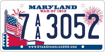 MD license plate 7AA3052