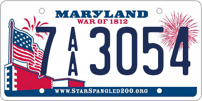 MD license plate 7AA3054