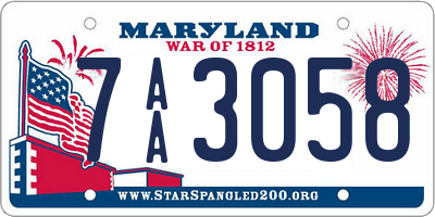 MD license plate 7AA3058