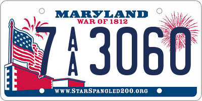 MD license plate 7AA3060