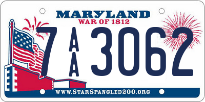 MD license plate 7AA3062