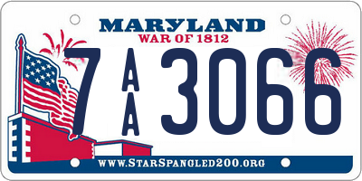 MD license plate 7AA3066