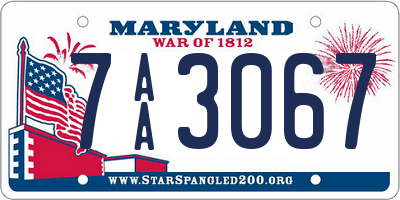 MD license plate 7AA3067