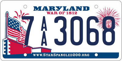 MD license plate 7AA3068