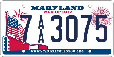MD license plate 7AA3075