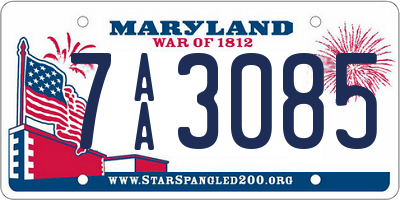 MD license plate 7AA3085