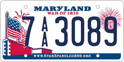 MD license plate 7AA3089