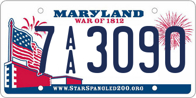 MD license plate 7AA3090