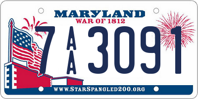 MD license plate 7AA3091