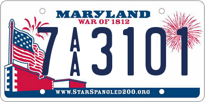 MD license plate 7AA3101