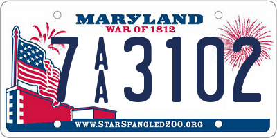 MD license plate 7AA3102