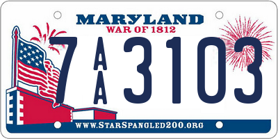 MD license plate 7AA3103