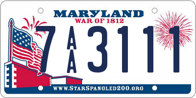 MD license plate 7AA3111