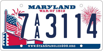 MD license plate 7AA3114