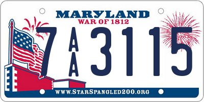 MD license plate 7AA3115