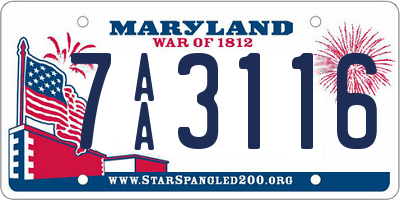 MD license plate 7AA3116