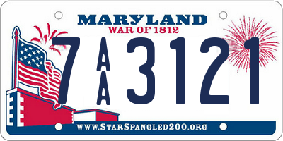 MD license plate 7AA3121