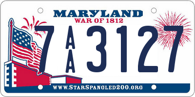 MD license plate 7AA3127