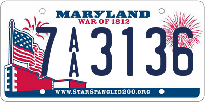 MD license plate 7AA3136