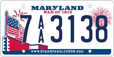 MD license plate 7AA3138