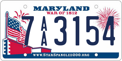 MD license plate 7AA3154