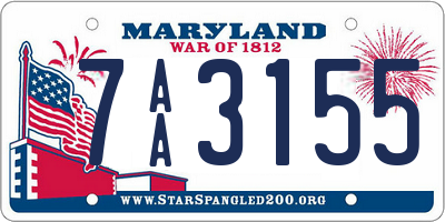 MD license plate 7AA3155