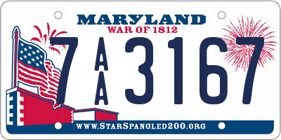 MD license plate 7AA3167