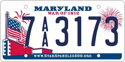 MD license plate 7AA3173