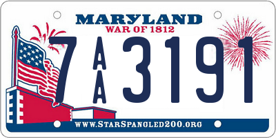 MD license plate 7AA3191