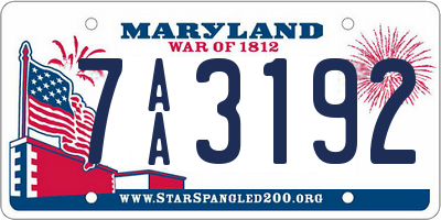 MD license plate 7AA3192