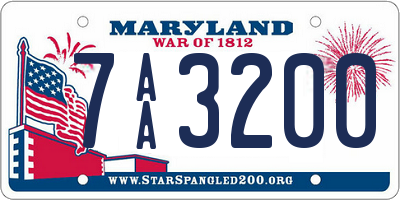 MD license plate 7AA3200