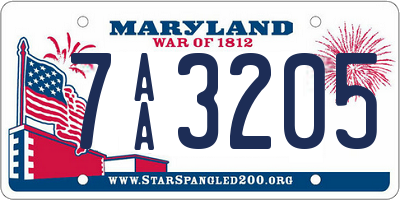 MD license plate 7AA3205