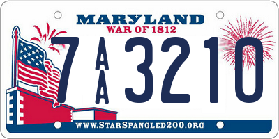 MD license plate 7AA3210