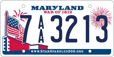 MD license plate 7AA3213