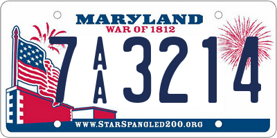 MD license plate 7AA3214