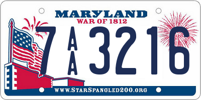 MD license plate 7AA3216