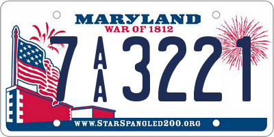 MD license plate 7AA3221