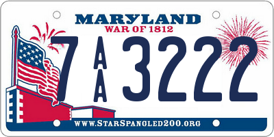 MD license plate 7AA3222