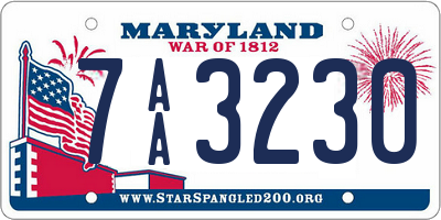 MD license plate 7AA3230