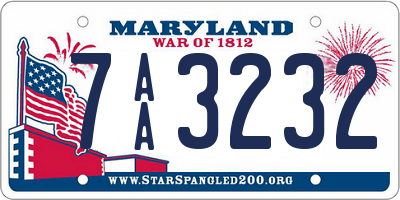 MD license plate 7AA3232