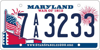 MD license plate 7AA3233