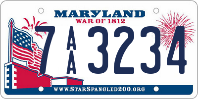 MD license plate 7AA3234